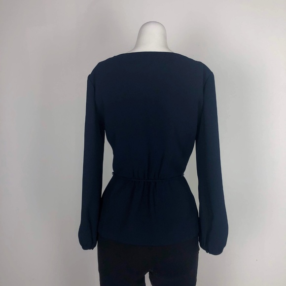 J.Crew Drapey Crepe Faux Wrap Top Navy Blue - Picture 8 of 8